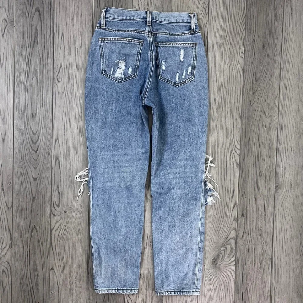 Endless Rose Women's Size 25 Distressed High Rise Denim Cotton Festival Mom Jean